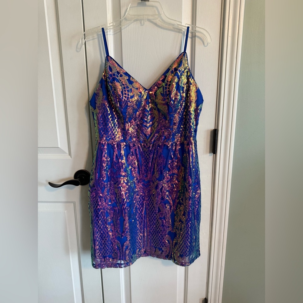 Vibrant Blue and Gold Dress